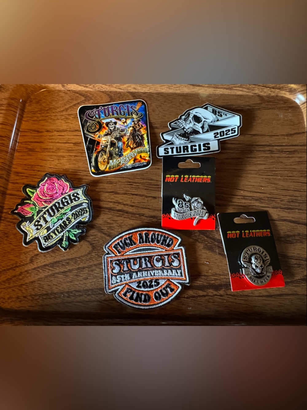 Sturgis 85th Anniversary Assorted Patches & Pins - Black, White, Pink, Orange